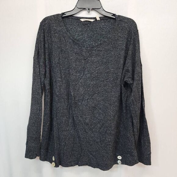 Soft Surroundings Size XL Heathered Grey Scoop Neck Tunic Sweater Comfort V - Picture 1 of 7